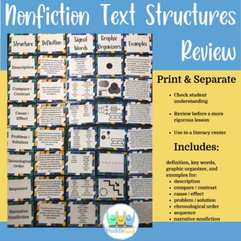 Preview of Nonfiction Text Structures Sort / Review - Snow