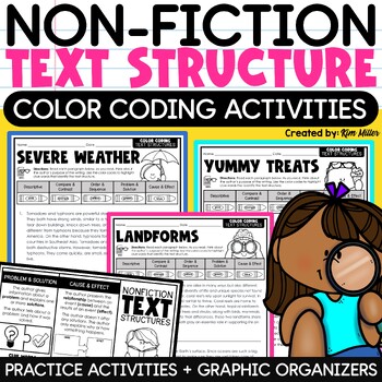 Preview of Nonfiction Informational Text Structures Worksheets Graphic Organizers Passages
