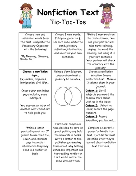 Preview of Nonfiction Text Tic Tac Toe Literacy Center