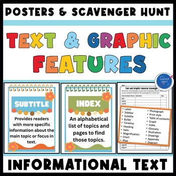 Preview of Nonfiction Text and Graphic Features Posters & Scavenger Hunt Informational Text