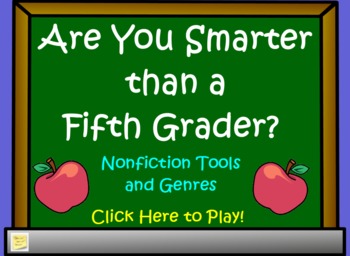 Preview of Nonfiction Tools and Genres- Are You Smarter Than a 5th Grader? Flipchart