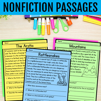 Reading Comprehension Passages and Questions (Nonfiction) | TpT