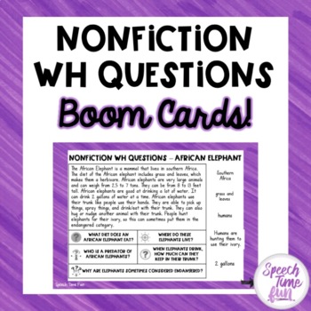 Preview of Nonfiction WH Questions BOOM CARDS™️