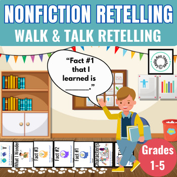 Preview of NONFICTION RETELLING STORY ELEMENTS "Walk it and Talk it" Interactive Activity