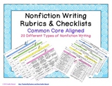 Nonfiction Writing Rubrics & Checklists - Common Core Aligned