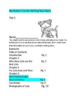 Preview of Nonfiction Writing Tips for Days 5 and 6