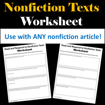 Preview of Nonfiction Texts Worksheet | Use this worksheet with any nonfiction article!