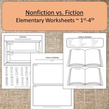Preview of Nonfiction vs. Fiction Elementary Montessori Worksheets Homeschool