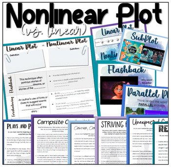 Preview of Nonlinear Plot Lesson & Texts (Subplot, parallel plot, flashback, foreshadowing)