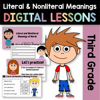 Preview of Nonliteral Word Meanings 3rd Grade Interactive Google Slides | Grammar Practice