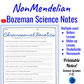 Preview of Nonmendelian Genetics Comprehensive Worksheet | Bozeman Science