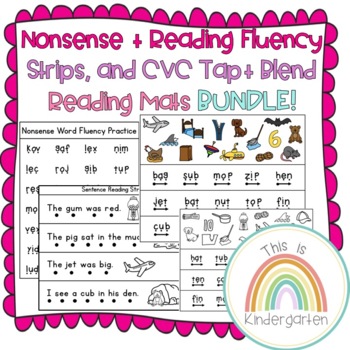 Preview of Nonsense + Reading Fluency Strips, and CVC Tap+ Blend Reading Mats BUNDLE!