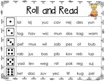 Nonsense Word (CVC) Roll and Read GREAT for DIBELS/RTI | TpT