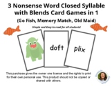 Nonsense Word Closed Syllable with Blends Card Game (Go Fi