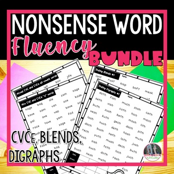 Preview of Nonsense Word Fluency Practice, CCVC, CVCC(blends), CVCe(silent e), digraphs