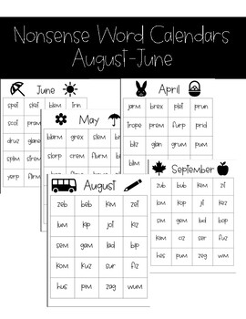 Preview of Nonsense Word Fluency Calendars | Intervention