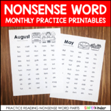 Nonsense Words Monthly Practice Printables