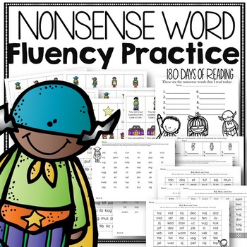 Preview of Nonsense Word Fluency Practice for Kindergarten End of Year NWF Superhero Theme