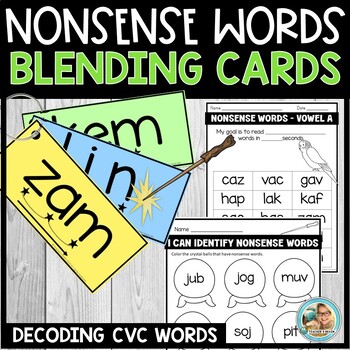 Preview of Nonsense Word Fluency Practice | Blending CVC Words | Flash Cards 