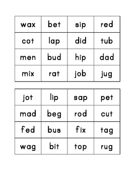 Nonsense Word Fluency / CVC Practice Cards by The Kindergarten Kitchen