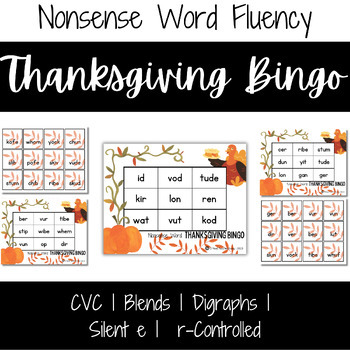 Preview of Nonsense Word Fluency | Thanksgiving | Fall | Bingo