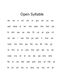 Nonsense Word Practice for Open Syllables by The Educating Momma