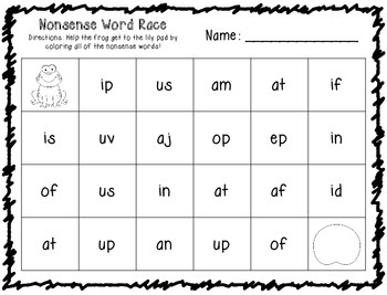 Nonsense Word Race 2 Letter Words Freebie By Klever Kiddos Tpt