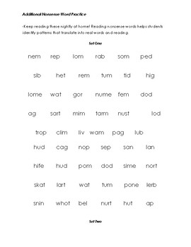 Preview of Nonsense Words Fluency Practice