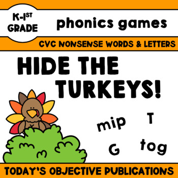 Preview of Nonsense Words Thanksgiving Game (Hide the Turkeys!)