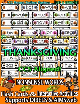 printables dibels kindergarten Activities Words Nonsense Interactive Thanksgiving