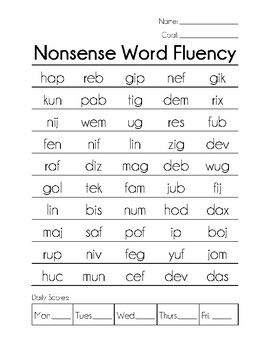 Preview of Nonsense Words- Weekly Assessments