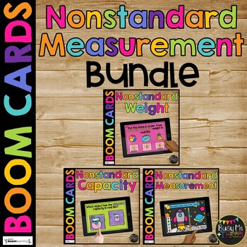 Preview of Nonstandard Measurement  BUNDLE BOOM CARDS™ Distance Learning Kinder First Grade