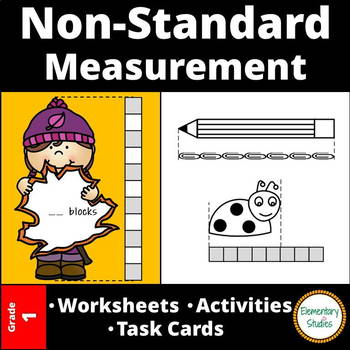 Preview of Nonstandard Measurement worksheets and task cards bundle