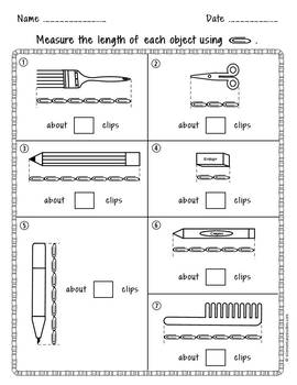 nonstandard measurement worksheets and task cards bundle by elementarystudies