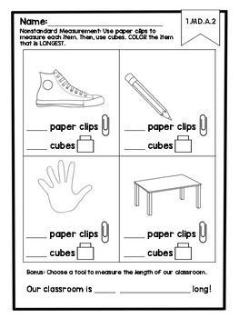 nonstandard measurement freebie grade 1 by sped and sprinkles tpt