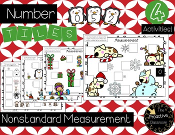 Preview of Nonstandard Measurement Christmas Number Tiles FREE - Winter Themed Math Center