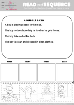 Preview of READ AND SEQUENCE, 4 pictures sequencing, speech therapy, autism, ABA, FREEBIE