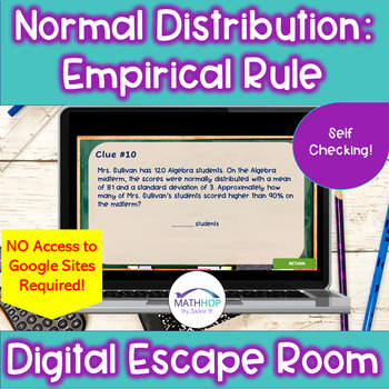 Preview of Normal Distribution: Applying the Empirical Rule: Digital Escape Room