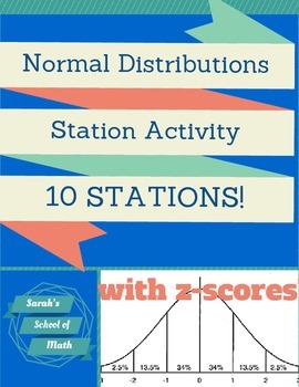 Preview of Normal Distributions Station Activity: 10 stations! (with z-scores)