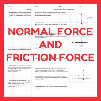 Preview of Normal Force & Friction Force - Physics Worksheet