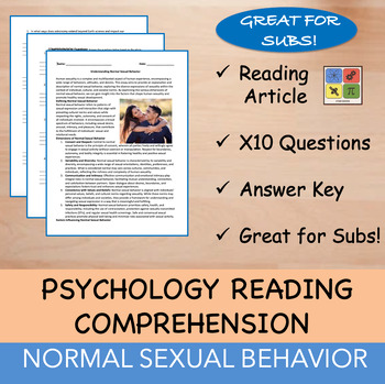 Preview of Normal Sexual Behavior - Psychology Reading Passage - 100% EDITABLE