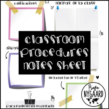 Preview of Normas de la clase/Classroom Procedures Notes Sheet
