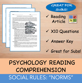 Preview of Norms: Social Rules - Psychology Reading Passage - 100% EDITABLE