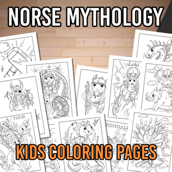 Preview of Norse Mythology For Kids 4-8 | Downloadable PDF Coloring Pages