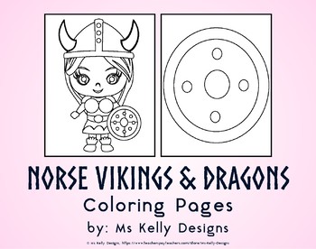 Norse Vikings Dragons 7 Coloring Pages Set By Ms Kelly Designs
