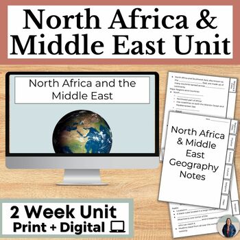 Preview of North Africa and Middle East Geography Unit with Guided Notes and Map Activities