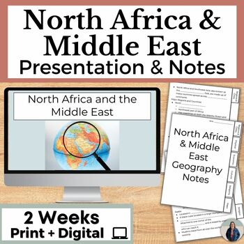 Preview of North Africa and Middle East Geography with Guided Notes and Map Activities