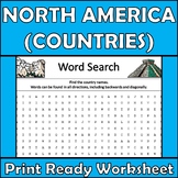 North America (23 Countries) - Word Search - Worksheet - P