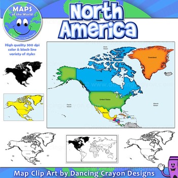 Preview of North America Continent Maps: Clip Art Map Set
