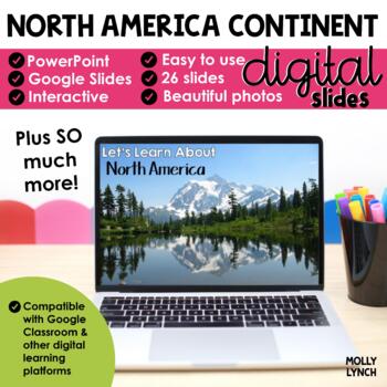 Preview of North America Continents Study through PowerPoint Google Slides Seesaw